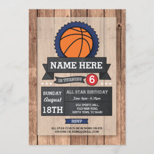 All Star Sports Party BasketBall Birthday Inbjudan