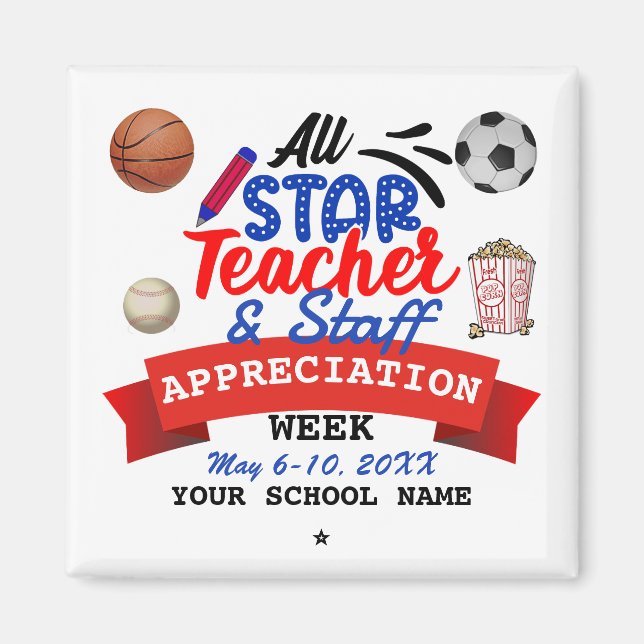 All Star Teacher Apprecition Week School Namn Magnet (Framsidan)