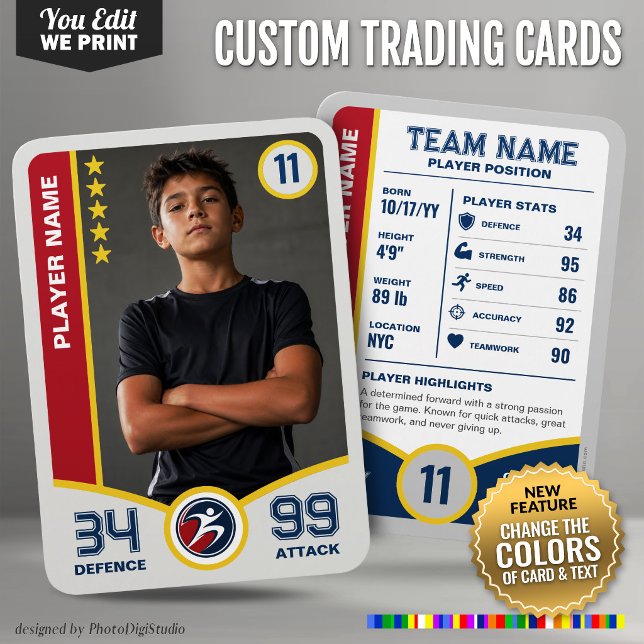 All Stars Anpassningsbar Trading Card Redigerbara  Visitkort (All Stars Custom Trading Card Editable Team Colors Player card)