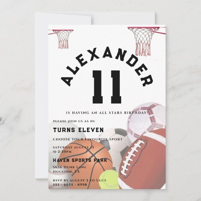 All Stars Kids Birthday Party Inbjudningar (Framsida)