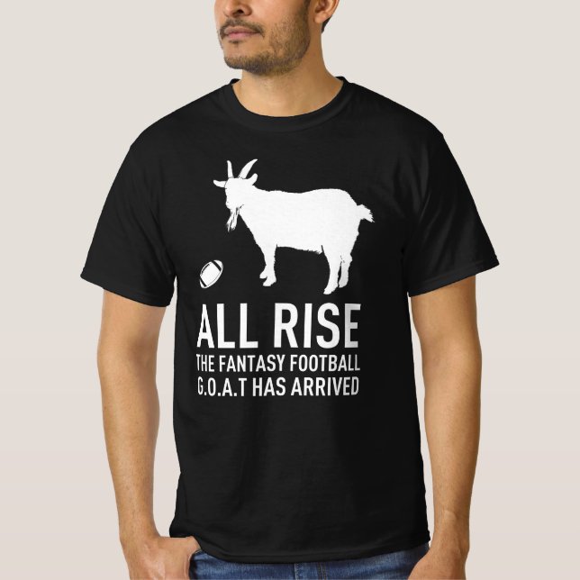 All Stiga upp Fantasy Football GOAT - League Champ T Shirt (Framsida)
