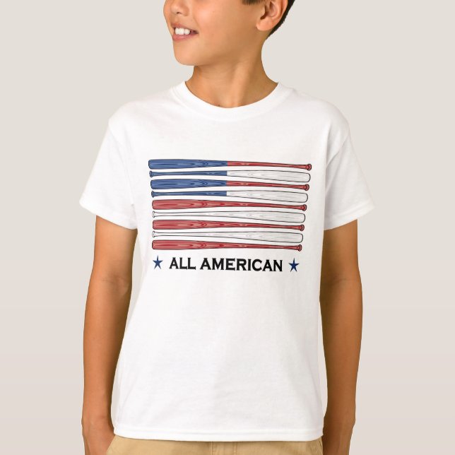 All t-skjorta för amerikanbaseballflagga tröja (Framsida)