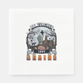All Teacher Love Brains Halloween Zombie Hand Skrä Pappersservett