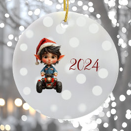 All-Terrain Jul Elf Ceramic Ornament