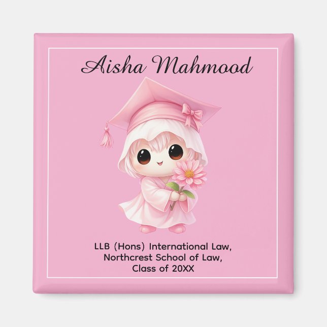 🎓 All text anpassad Chibi Rose Examen Magnet (Framsidan)