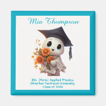 🎓 All text anpassningsbar Chibi Blå Examen