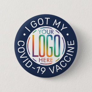All text Business Logotyp Covid Vaccine Navy Blue Knapp