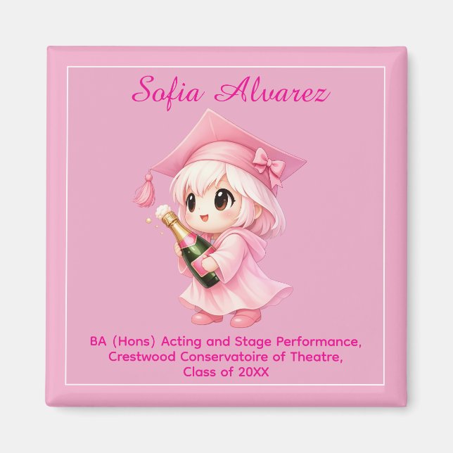 🎓 All text Chibi Champagne Examen Magnet (Framsidan)