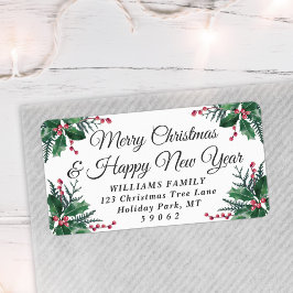 All Text jul Holly Greenery Returadress Adressetikett