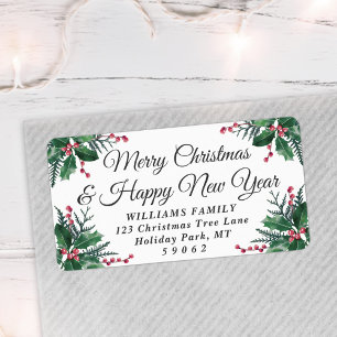 All Text jul Holly Greenery Returadress Adressetikett