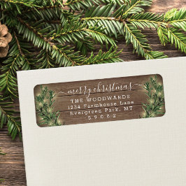 All Text Jul Ljus & Wood Returadress Etikett