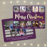 All Text Lila 11 Photo Collage Simple Script<br><div class="desc">Skicka snyggt glatt hälsning och 11 av bilderna med ett lila- och guld-kort för anpassningsbar-folie. All text på den här mallen är enkel att anpassa för att inkludera alla formuleringar, t.ex. God jul, Glad helg, Säsonhälsningar, nyårschyrer osv. (IMAGE PLACEMENT TIP: Ett enkelt sätt att centrera ett foto exakt som du...</div>