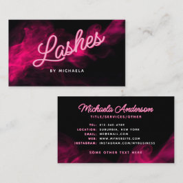 *ALL TEXT* Moderna Rosa Neon & Rök Ögonfransar Visitkort