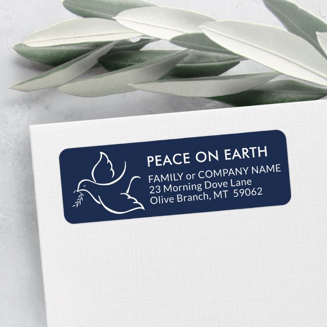 All Text Peace Bird Navy-Returadress Returadress Etikett (Skapare uppladdad)