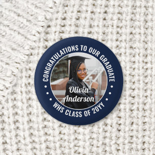 All text Studenten Photo Gratulerar Navy Blue Whit Knapp