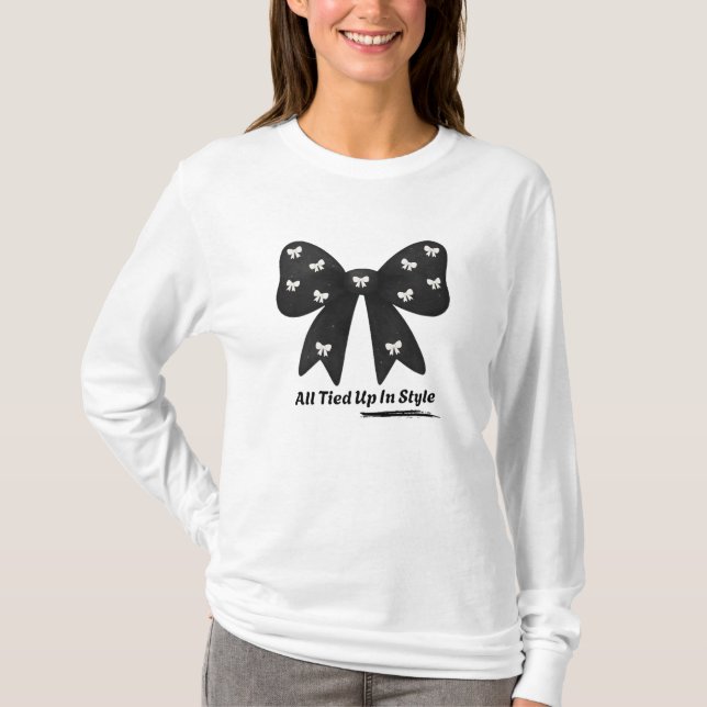 All Tied Up In Style – Chic Minimalist Bow T-Shirt (Framsida)