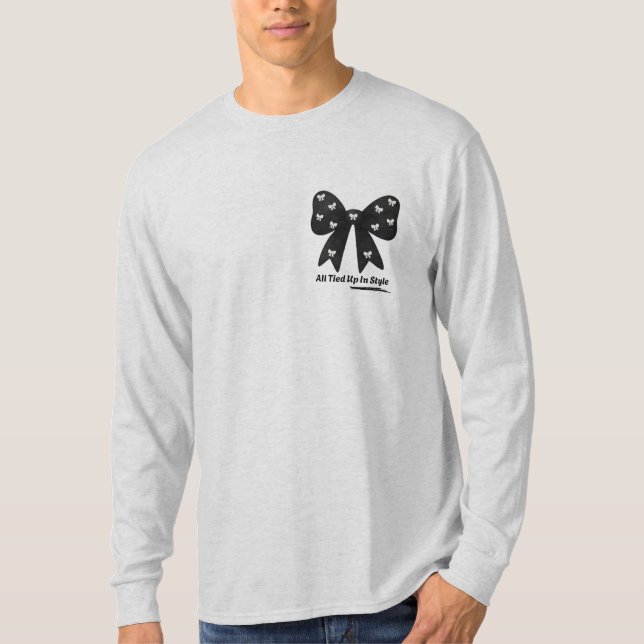 All Tied Up In Style – Chic Minimalist Bow T-Shirt (Framsida)