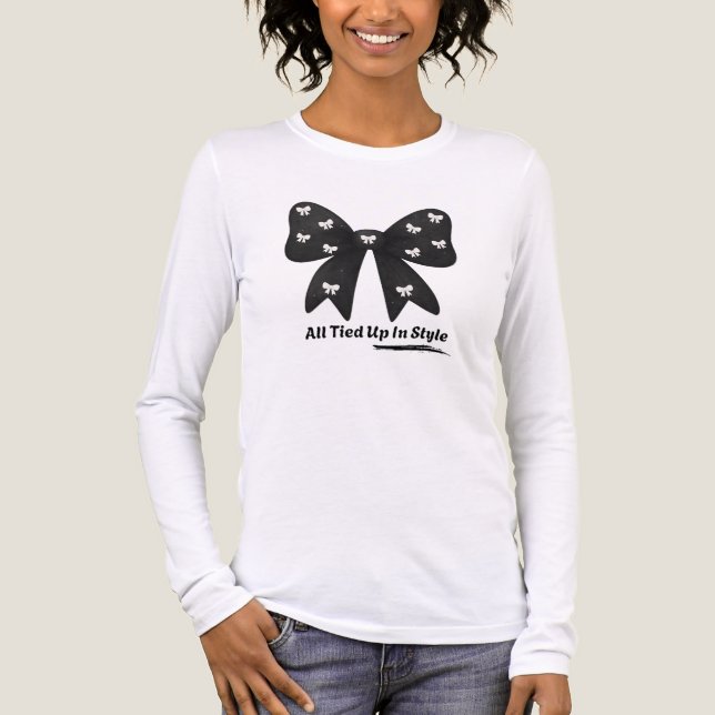 All Tied Up In Style – Chic Minimalist Bow T-Shirt (Framsida)