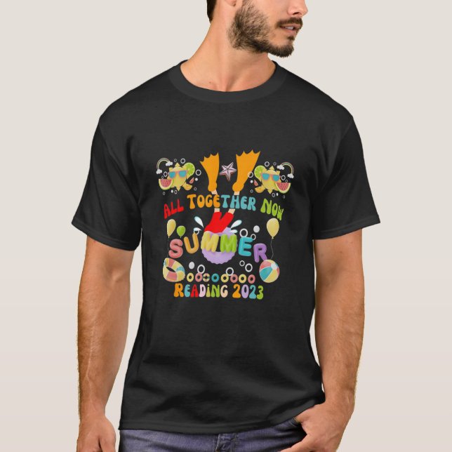 All Together Now Summer Reading 2023 Book Kids Cat T Shirt (Framsida)
