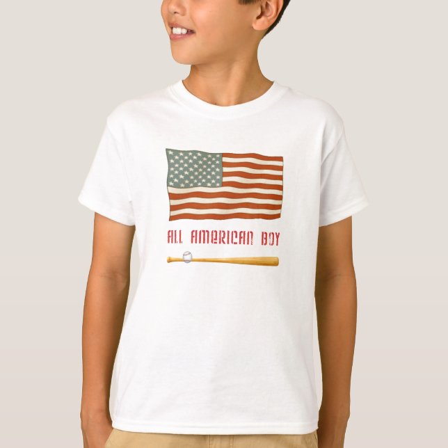 All utslagsplats för amerikanpojkeflagga t-shirt (Framsida)