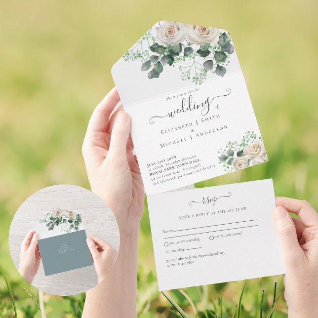 All Vit ros Blommigt-Bröllop OSA för inkluderande (Skapare uppladdad)