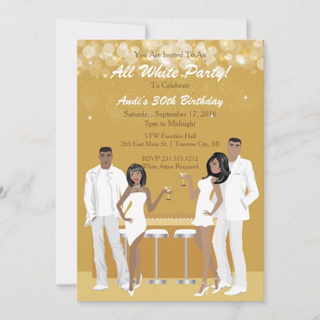 All Vita Party-inbjudan - Afrikanska amerikanska Inbjudningar (Framsida)