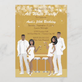All Vita Party-inbjudan - Afrikanska amerikanska Inbjudningar