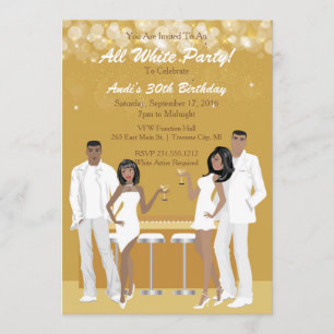 All Vita Party-inbjudan - Afrikanska amerikanska Inbjudningar