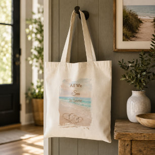 All We Sea Is Love Strand Hjärter Sand Monogram Tygkasse