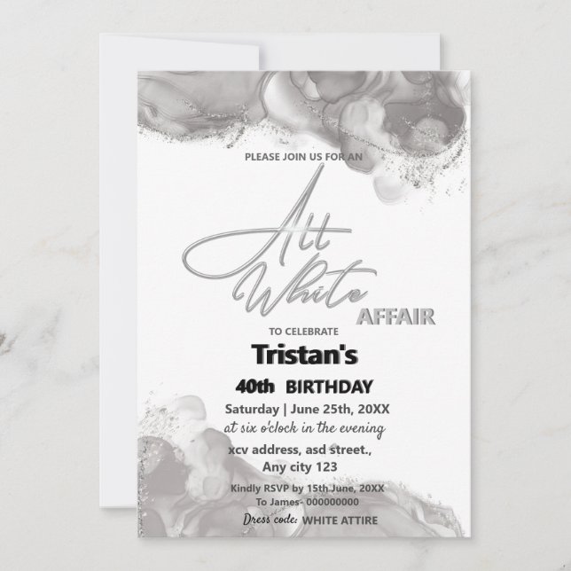 All White Affair eller fest Inbjudningar (Framsida)