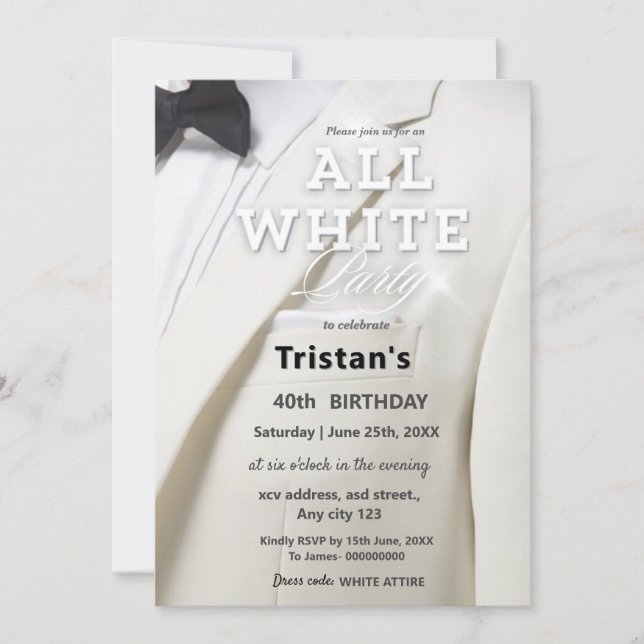 All White Affair eller party Luxury Inbjudningar (Framsida)
