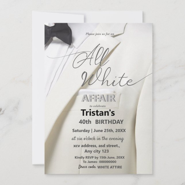 All White Affair eller party Luxury Inbjudningar (Framsida)
