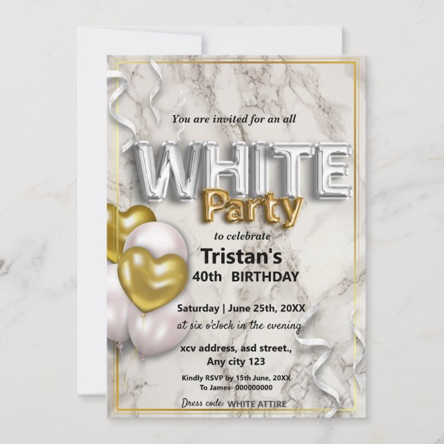 All White Affair eller vit fest är en typ av evene Inbjudningar (Framsida)