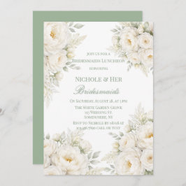All White Floral Bridesmaids Luncheon Inbjudningar