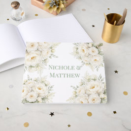 All White Floral Wedding Gästböcker