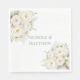 All White Floral Wedding Pappersservett