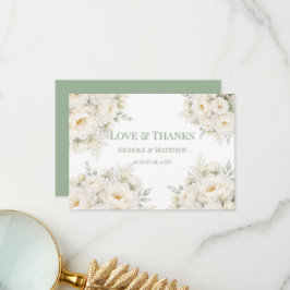 All White Floral Wedding Thank You Cards Tack Kort