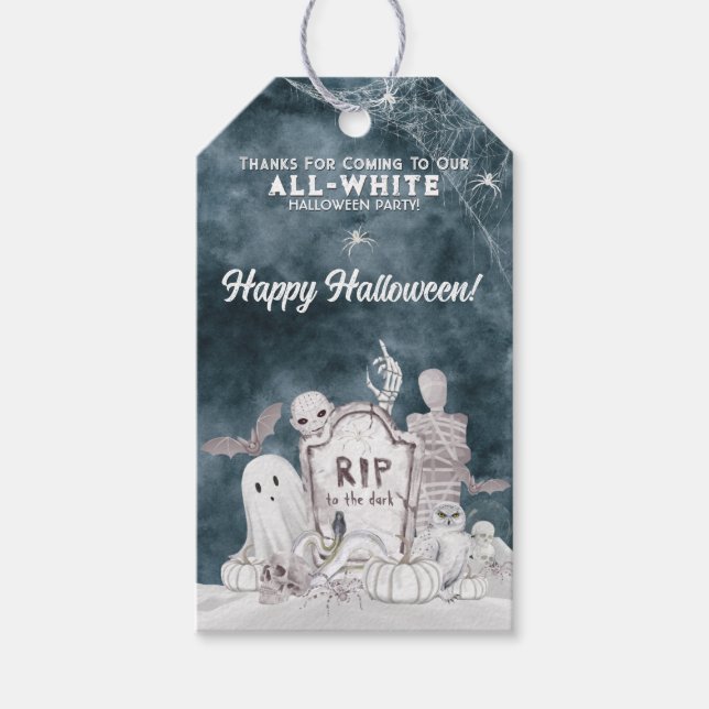 All-White Halloween fest Gift-Märkre Presentetikett (Framsidan)