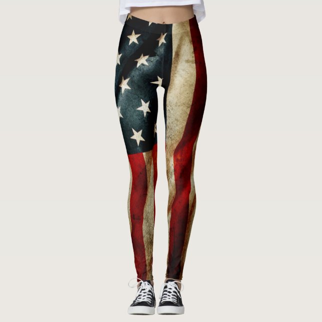 All Yoga för amerikanGrungeflagga Leggings (Framsida)