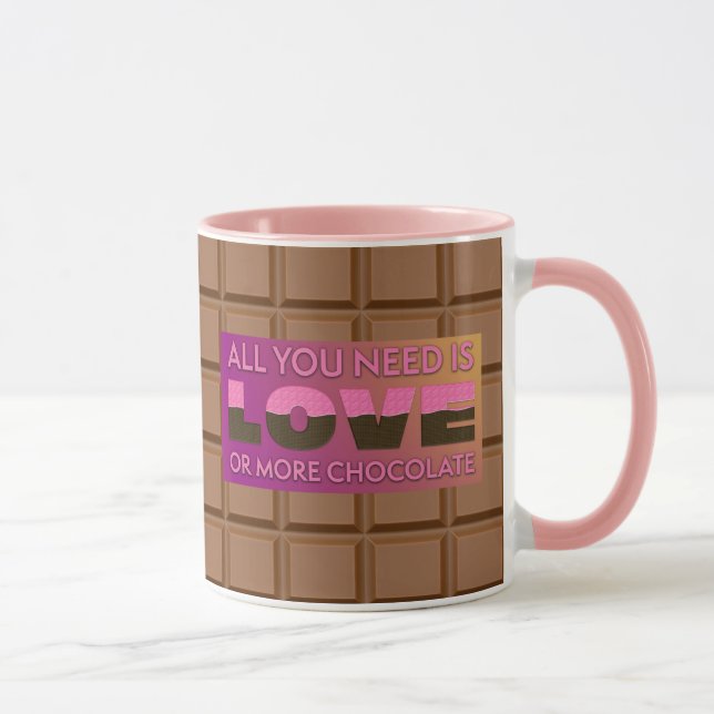 All You Need is Chocolate Humoristisk Rosa Kaffemu Mugg (Höger)