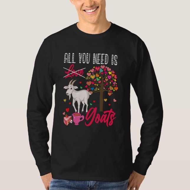 All You Need Is Goats Valentine's Day Hearts Farme T Shirt (Framsida)
