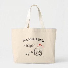 All-you-need-is-Kärlek-and-a-Hund! Grafik Jumbo Tygkasse