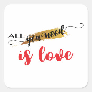 All-you-need-is-Kärlek Valentine Fyrkantigt Klistermärke