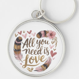 All You Need Is Love – A Gentle Boho Whisper Rund Silverfärgad Nyckelring