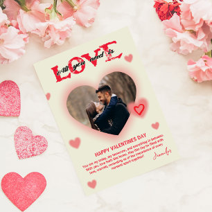 All You Need Is Love Alla hjärtans dags hjärta Fot Julkort