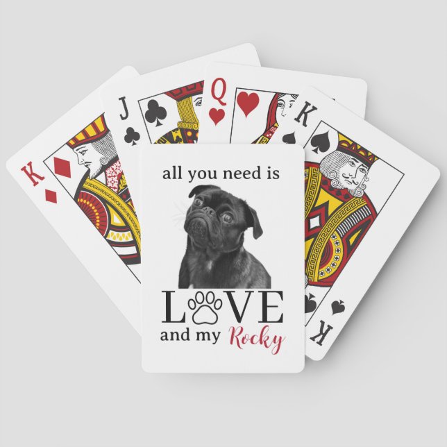 All You Need Is Love and My Dog – Custom Pet Name  Casinokort (Baksidan)