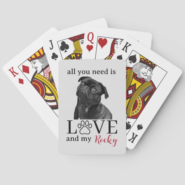 All You Need Is Love and My Dog – Custom Pet Name  Casinokort (Baksidan)