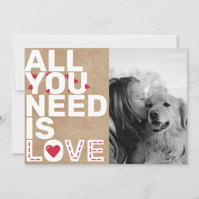 All You Need Is Love Anpassad Fotokollage Rustik Julkort (Framsida)