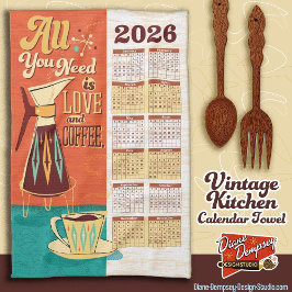 All You Need Is Love + Coffee Calendar Towel 2026 Kökshandduk