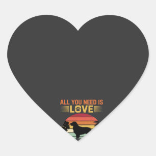 All You Need Is Love Golden Retriever Hjärtformat Klistermärke